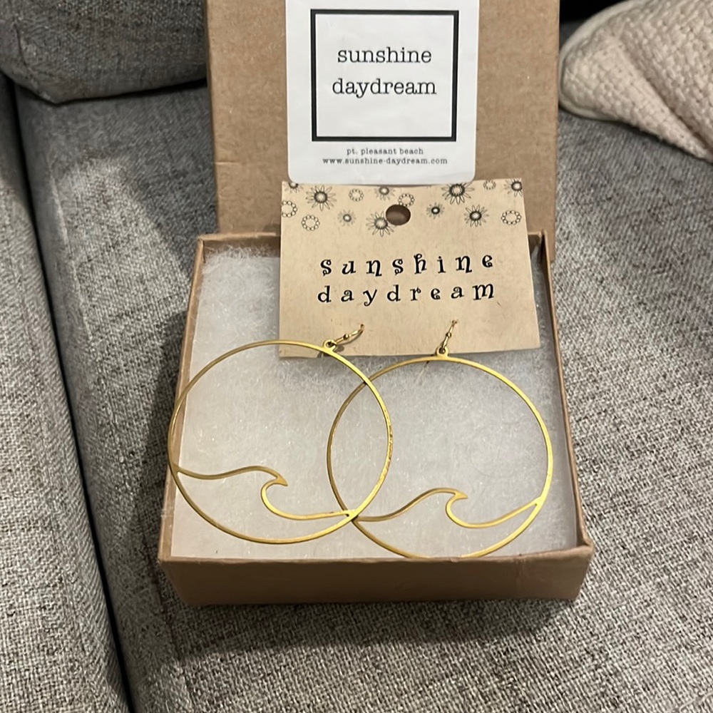 Gold Wave Hoop Earrings